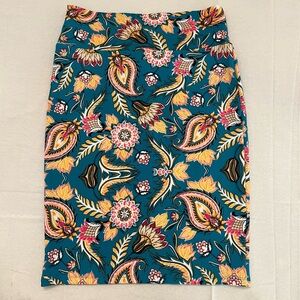 🛍️ LuLaRoe Teal Pencil Skirt (Cassie) with Floral Accents 🛍️